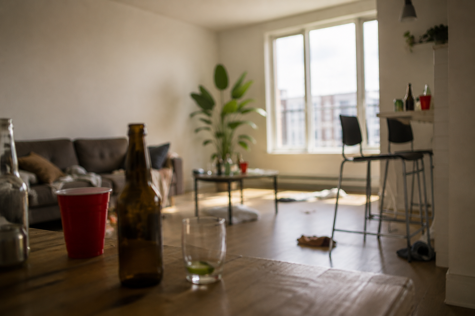 Appartement au matin après un événement